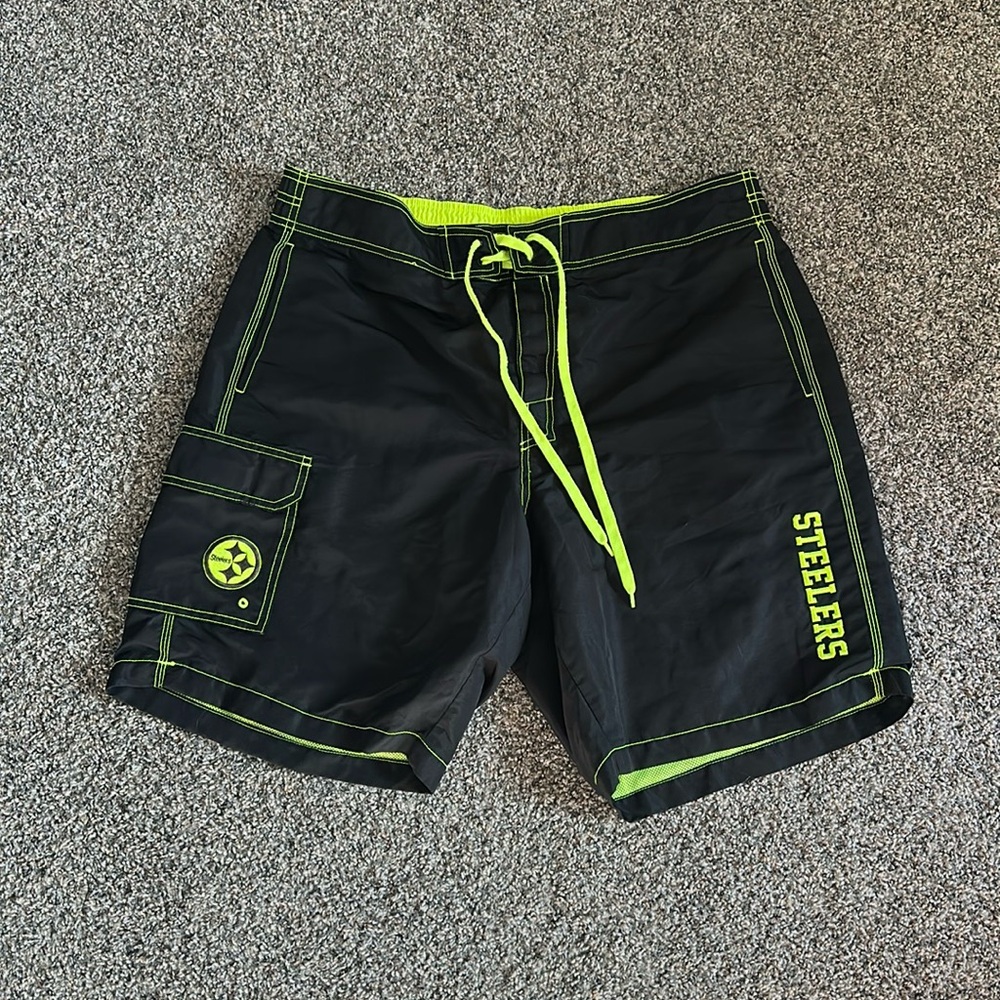 NFL Team Steelers Swim Trunks XL Fluorescent Green/Black